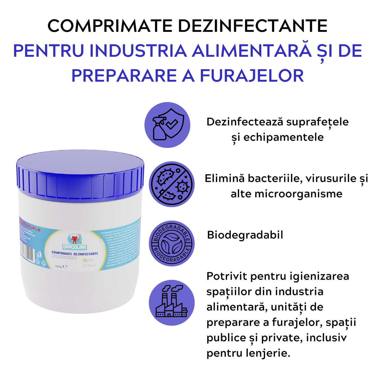 Comprimate dezinfectante, Draculina CLOR, 500g