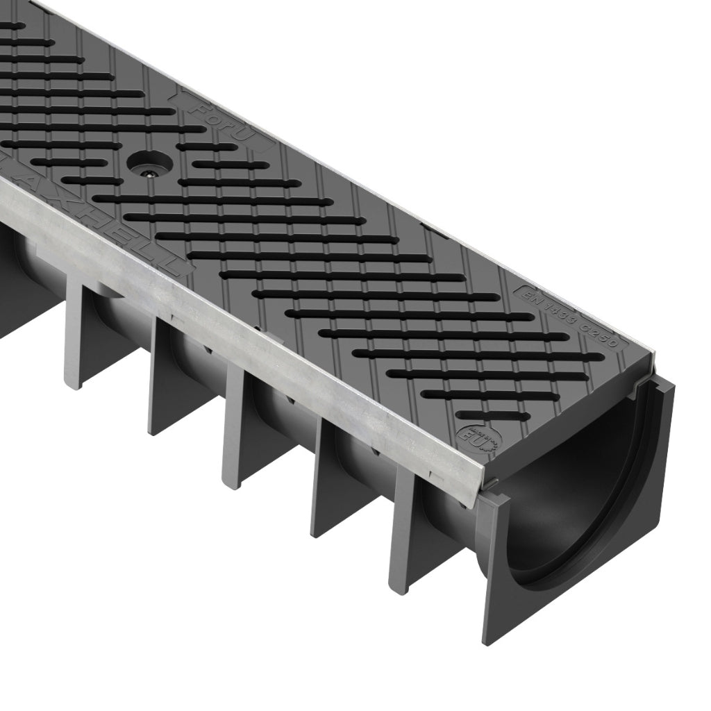 Rigolă Gimani RainPro H70 cu Grătar din Poliamidă C250, 1000x120x93.5mm, Trafic 25 tone