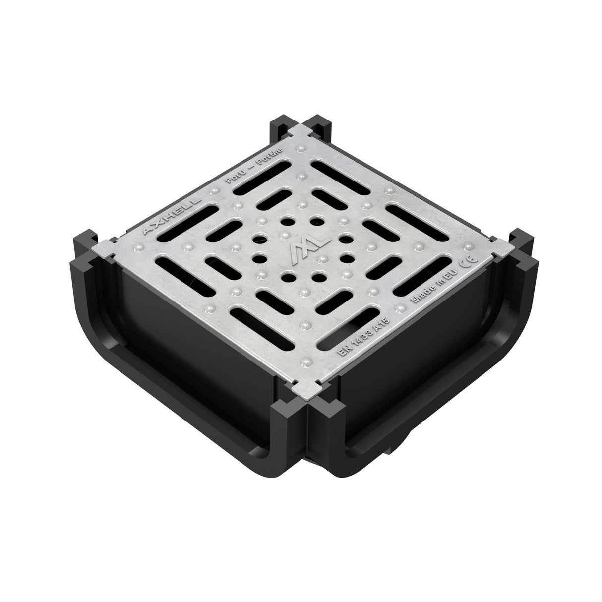Kit Minicamin si Sifon ForU H30 cu Gratar din Otel Zincat, Clasa de incarcare A15 - Solutie de drenaj eficienta, rezistenta la coroziune, ideala pentru aplicatii rezidentiale.
