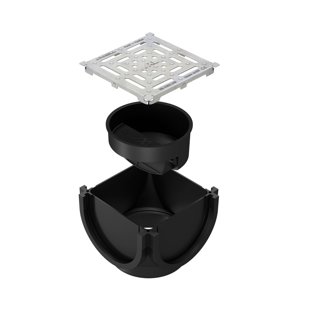 Kit Minicamin si Sifon GM Rain H70 cu Gratar din Otel Zincat, Clasa de incarcare A15 - Solutie de drenaj eficienta, rezistenta la coroziune, ideala pentru aplicatii rezidentiale.