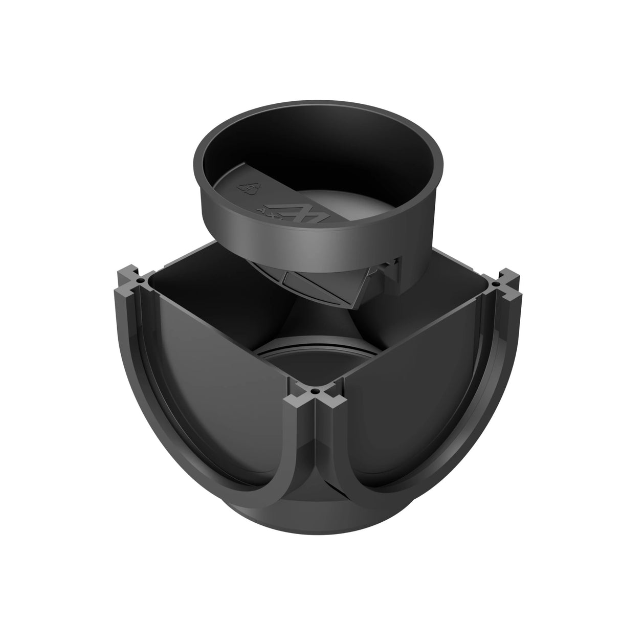 Minicămin sifonabil Gimani Rain H70, design robust și opțiuni de conectare extinse pentru sistemele de drenaj, oferind protecție împotriva refluxului și o performanță de lungă durată, compatibil cu rigolele Gimani Rain H70 și Gimani RainPro H70.