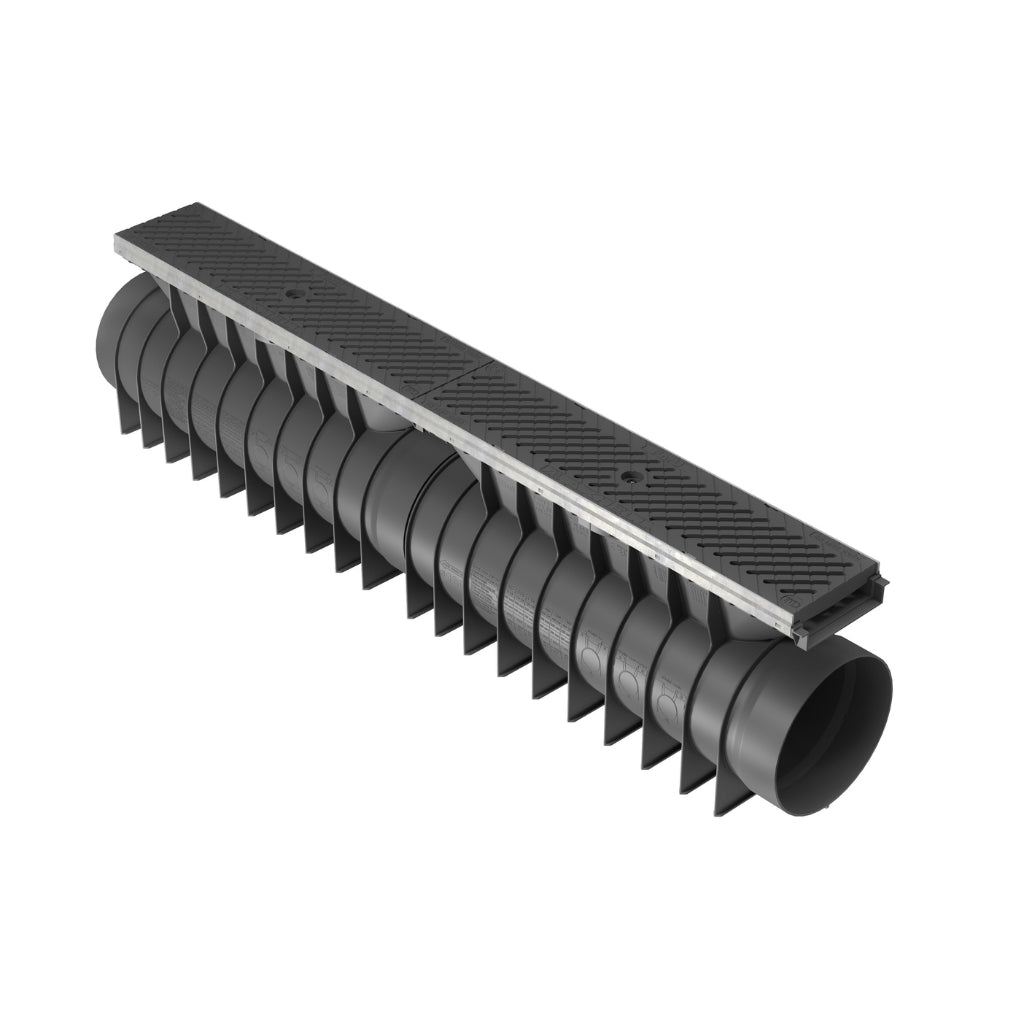 Rigolă Gimani Construct Max cu Grătar Compozit PA, 1000x160x245mm, C250, Margine Otel Zincat, Sistem fixare