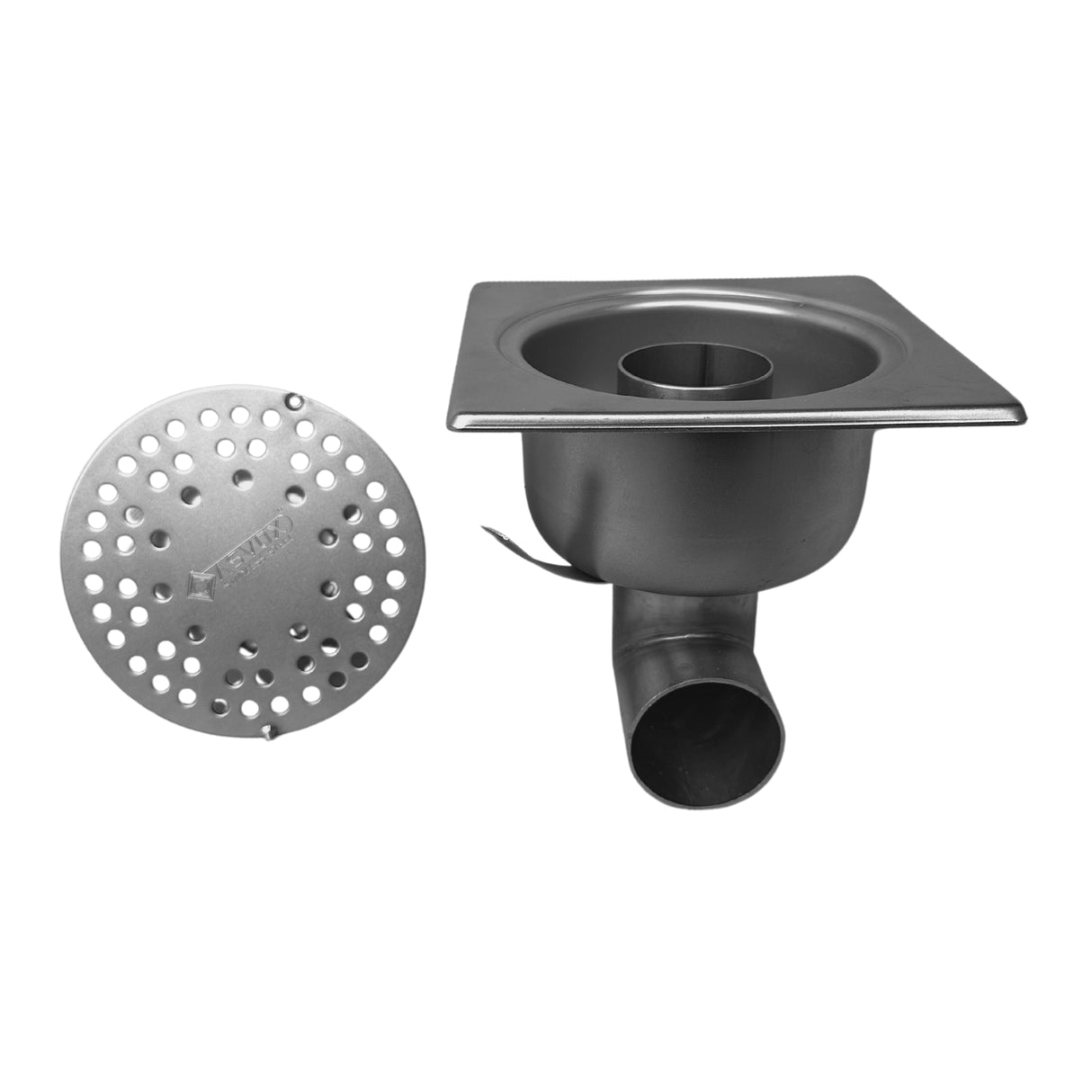 Sifon Asvox din oțel inoxidabil, pietonal, orizontal, cu următoarele dimensiuni, lungime de 150 mm, lățime de 150 mm și înălțime de 145 mm. Soluția ideală pentru gestionarea eficientă a a apei.