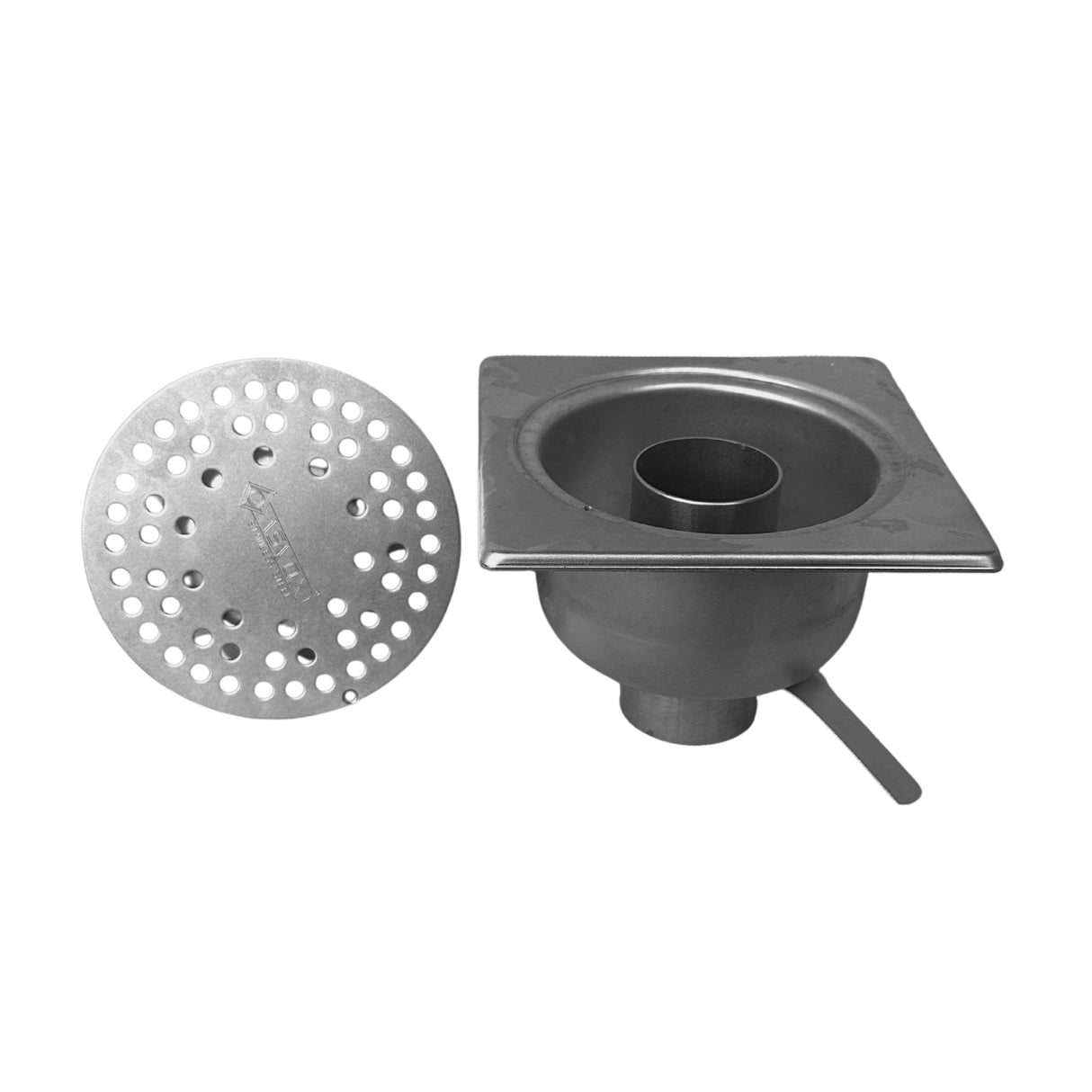 Sifon Asvox din oțel inoxidabil, pietonal, vertical, cu următoarele dimensiuni, lungime de 150 mm, lățime de 150 mm și înălțime de 110 mm. Soluția ideală pentru gestionarea eficientă a apei.