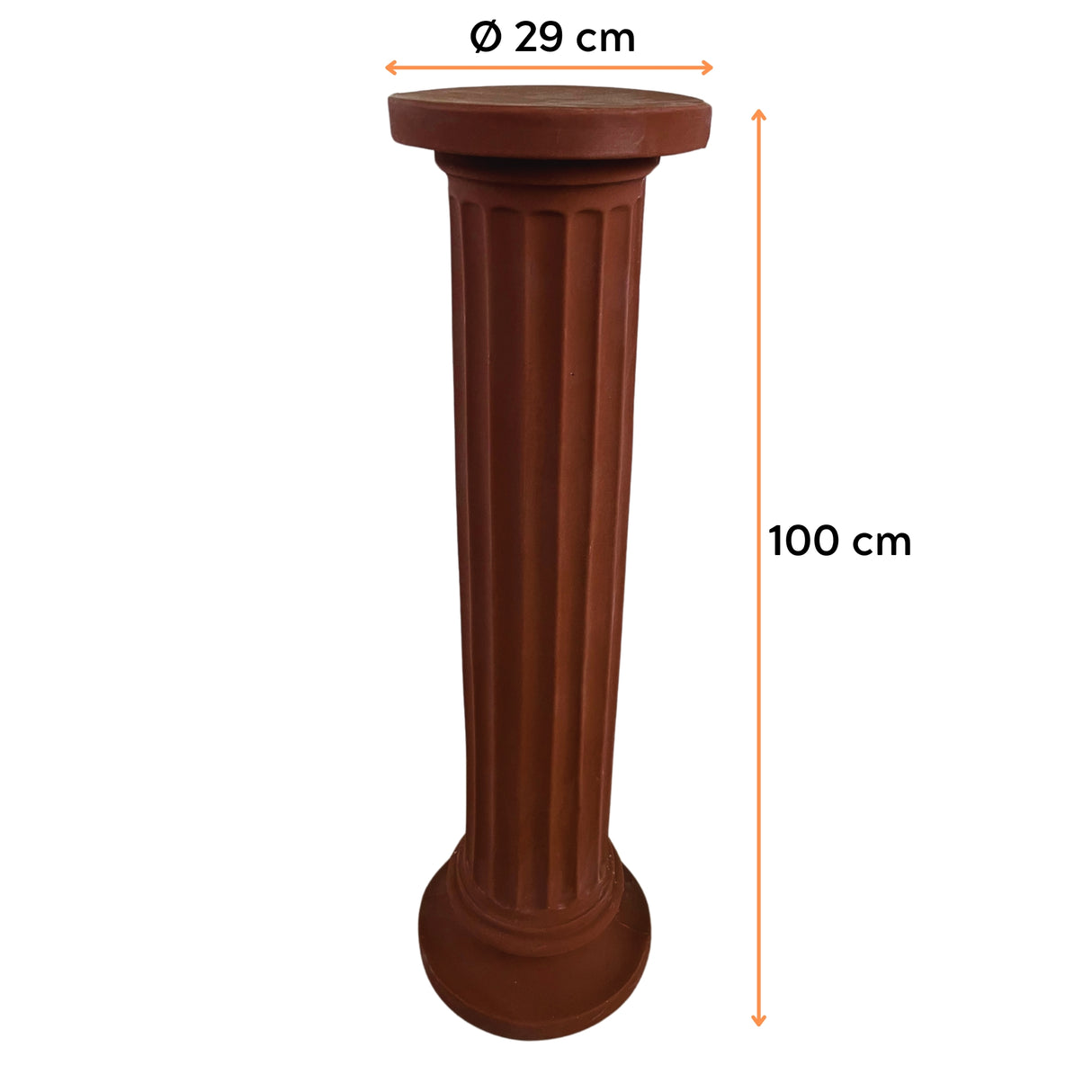 Coloana Decebal din LLDPE de culoare maro, cu dimensiunile următoare, înălțime 100 cm și diametru 29 cm.