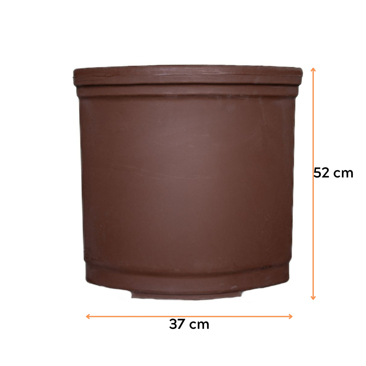 Ghiveci ANCONA, din LLDPE, de culoare maro, cu dimensiunile următoare, lungime de 37 cm, lățime de 37 cm și înălțime de 52 cm.