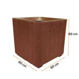 Ghiveci PALERMO, din LLDPE, de culoare maro, cu următoarele dimensiuni, lungime 60 cm, lățime 60 cm și înălțime 60 cm.