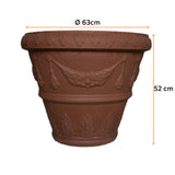 Ghiveci PORTOFINO din LLDPE, de culoare maro, cu dimensiunile următoare, înălțime de 52 cm și diametrul de 63 cm