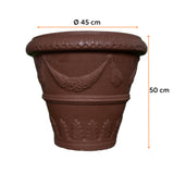 Ghiveci RIMINI, din LLDPE, de culoare maro, cu următoarele dimensiuni, înălțimea de 50 cm și diametrul de 45 cm