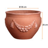Ghiveci SAN MARINO, din LLDPE de culoare maro, cu dimensiunile următoare, înălțime de 25 cm și diametru de 35 cm.