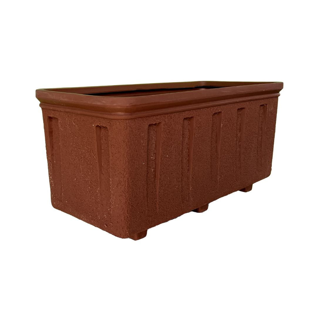 Ghiveci CATANIA din LLDPE maro, dimensiuni 105 x 50 x 50 cm, ideal pentru plantarea florilor si plantelor decorative in exterior, rezistent si usor de intretinut.