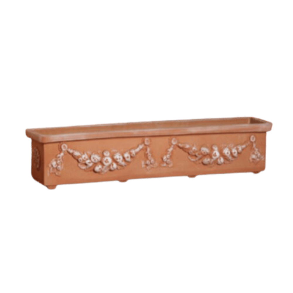 Ghiveci LORETO din LLDPE de culoare maro, cu lungimea de 80 cm, latimea de 16 cm si inaltimea de 15 cm