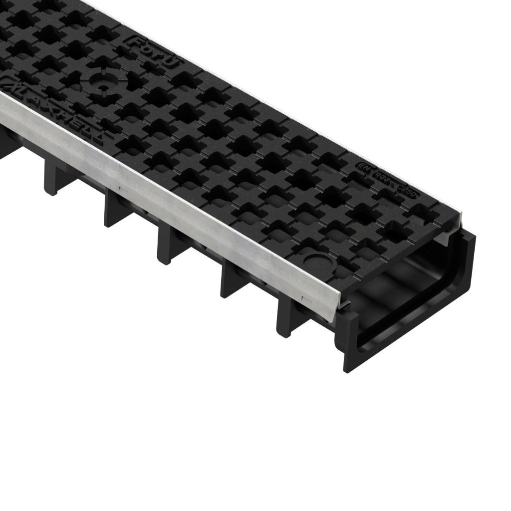 Rigolă Gimani RainPro H30 cu Grătar din Fontă Ductilă C250, 1000x120x56mm, Trafic 25 tone