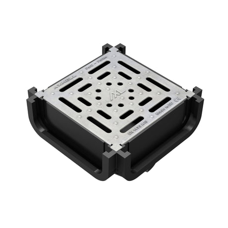Kit Minicamin si Sifon ForU H30 cu Gratar din Otel Zincat, Clasa de incarcare A15 - Solutie de drenaj eficienta, rezistenta la coroziune, ideala pentru aplicatii rezidentiale.
