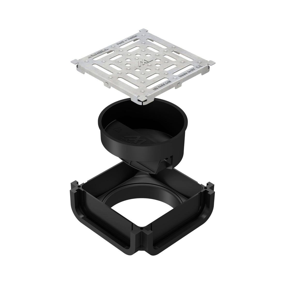 Kit Minicamin si Sifon ForU H30 cu Gratar din Otel Zincat, Clasa de incarcare A15 - Solutie de drenaj eficienta, rezistenta la coroziune, ideala pentru aplicatii rezidentiale.