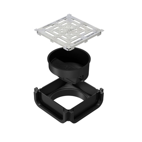 Kit Minicamin si Sifon ForU H30 cu Gratar din Otel Zincat, Clasa de incarcare A15 - Solutie de drenaj eficienta, rezistenta la coroziune, ideala pentru aplicatii rezidentiale.