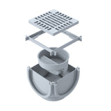 Kit Minicamin si Sifon GM Rain H70 cu Gratar din Plastic Gri, Clasa de incarcare A15 - Solutie de drenaj eficienta, rezistenta la coroziune, ideala pentru aplicatii rezidentiale.