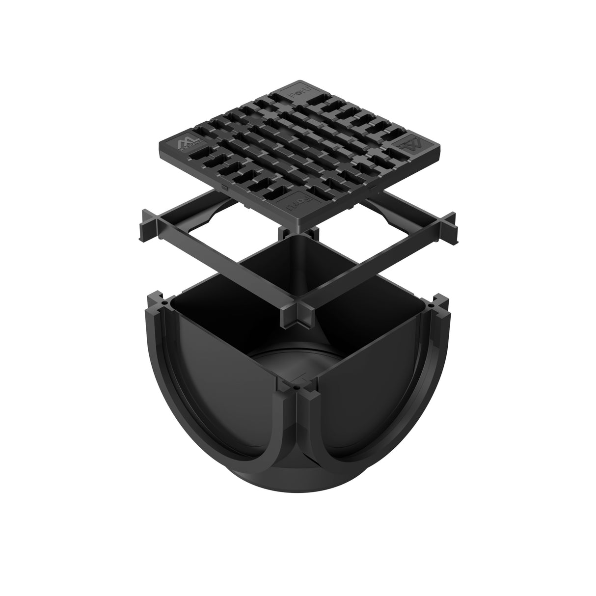 Kit Minicamin si Sifon GM Rain H70 cu Gratar din Plastic Negru, Clasa de incarcare A15 - Solutie de drenaj eficienta, rezistenta la coroziune, ideala pentru aplicatii rezidentiale.
