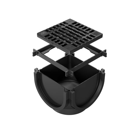 Kit Minicamin si Sifon GM Rain H70 cu Gratar din Plastic Negru, Clasa de incarcare A15 - Solutie de drenaj eficienta, rezistenta la coroziune, ideala pentru aplicatii rezidentiale.