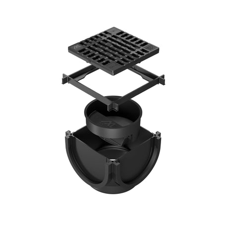 Kit Minicamin si Sifon GM Rain H70 cu Gratar din Plastic Negru, Clasa de incarcare A15 - Solutie de drenaj eficienta, rezistenta la coroziune, ideala pentru aplicatii rezidentiale.