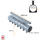 Rigola de drenaj GM One din polipropilena gri, dimensiuni 540x116x195mm, cu clasa de incarcare C250