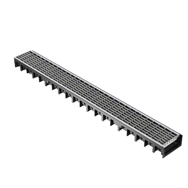 Rigola drenaj GM Rain H30 cu gratar din otel galvanizat, destinata utilizarii in exterior. Dimensiuni: 1000 mm lungime, 120 mm latime, 54.5 mm inaltime. Clasa de incarcare B125 potrivita pentru zone comerciale si industriale.