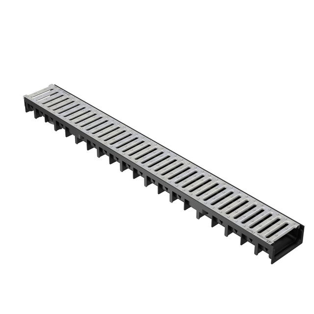 Rigola drenaj GM Rain H30 cu gratar din otel zincat, destinata utilizarii in exterior. Dimensiuni: 1000 mm lungime, 120 mm latime, 54.5 mm inaltime. Clasa de incarcare A15 potrivita pentru zone pietonale si rezidentiale.