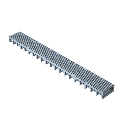 Rigola drenaj GM Rain H30 cu gratar din plastic gri, destinata utilizarii in exterior. Dimensiuni: 1000 mm lungime, 120 mm latime, 54.5 mm inaltime. Clasa de incarcare A15 potrivita pentru zone pietonale si rezidentiale.