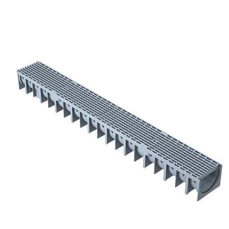 Rigola drenaj GM Rain H70 cu gratar din plastic gri, destinata utilizarii in exterior. Dimensiuni: 1000 mm lungime, 120 mm latime, 92 mm inaltime. Clasa de incarcare A15 potrivita pentru zone pietonale si rezidentiale.