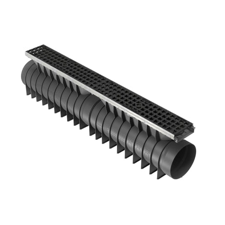 Rigolă Gimani Construct Max cu Grătar Fonta, 1000x160x245mm, C250, Margine Otel Zincat, Sistem fixare