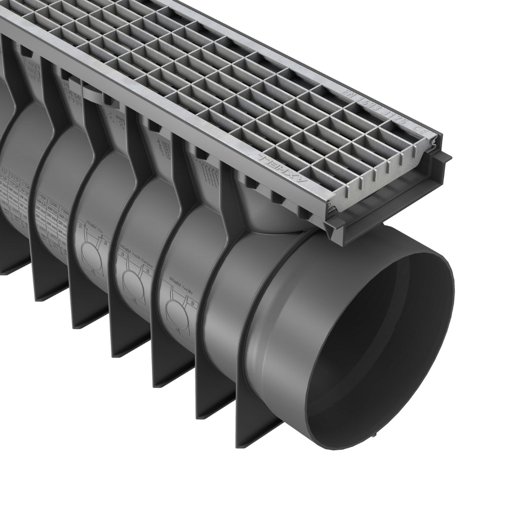 Rigolă Gimani Construct Go cu Grătar din Oțel Zincat tip Retea, 1000x160x245mm, B125