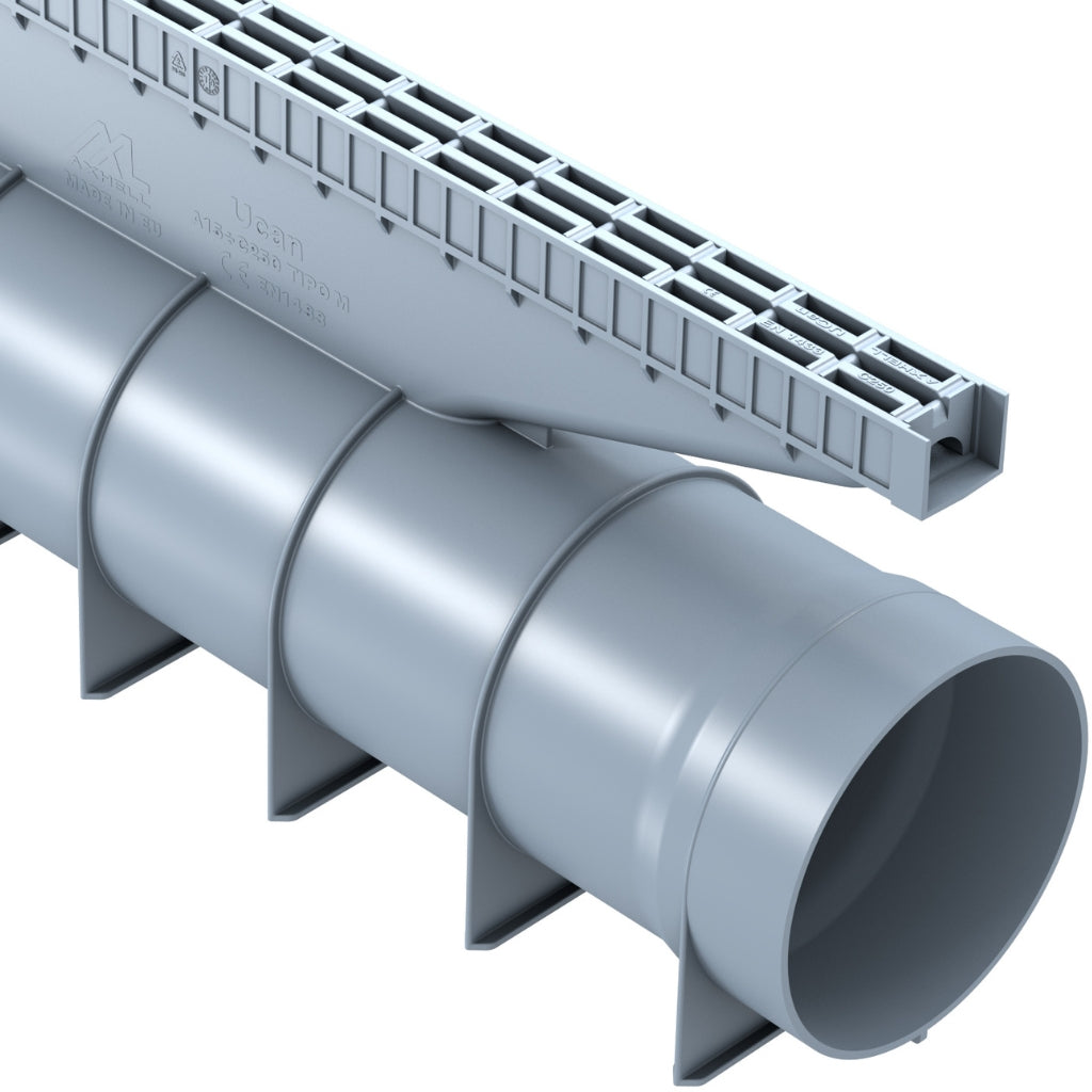 Rigolă Gimani One cu Grătar din Polipropilenă Gri C250, 540x116x195mm, Trafic 25 tone