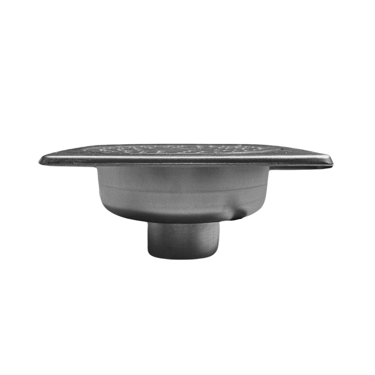 Sifon Asvox din oțel inoxidabil, pietonal, vertical, cu următoarele dimensiuni, lungime de 150 mm, lățime de 150 mm și înălțime de 75 mm. Soluția ideală pentru drenaj eficient și fiabil în spațiile pietonale.